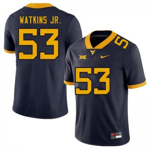 Men's West Virginia Mountaineers NCAA #53 Eddie Watkins Jr. Navy Authentic Nike Stitched College Football Jersey XW15O51NR